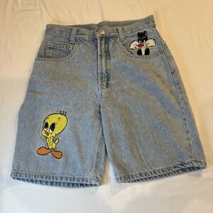 Embroidered Vintage Denim  Warner Bros Jorts Short Looney Tunes Size Kids Medium